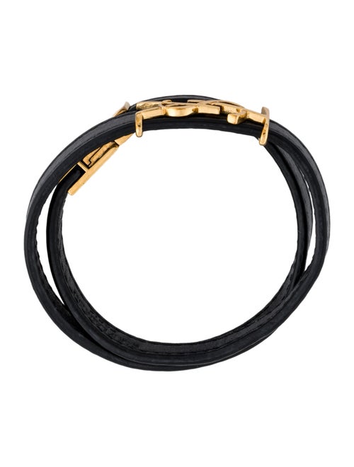 Yves Saint Laurent Leather Logo Double Wrap Bracelet