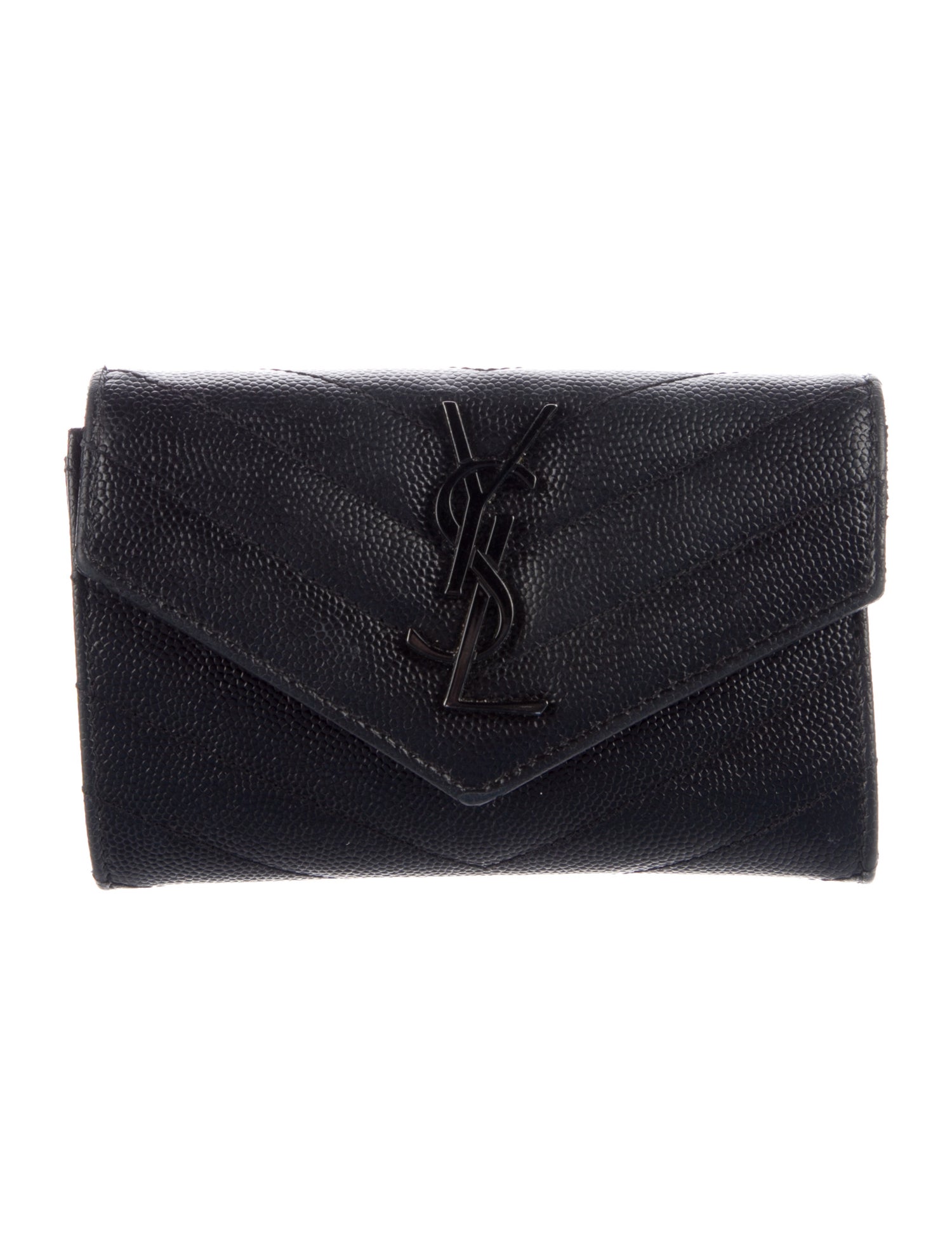 Saint Laurent Chevron Leather Trifold Wallet