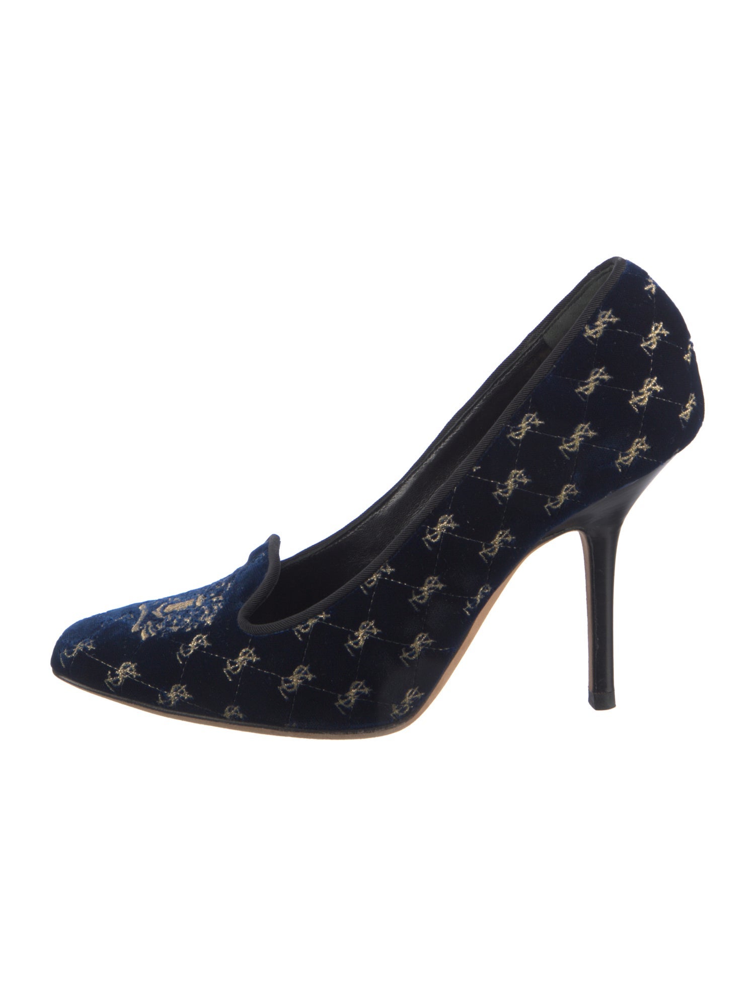 Yves Saint Laurent Signature Logo Velvet Pumps