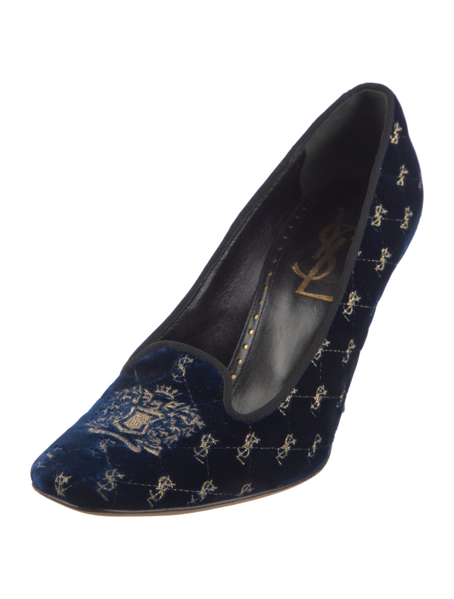Yves Saint Laurent Signature Logo Velvet Pumps