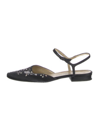 Yves Saint Laurent Satin Embroidered Accent Slingback Flats