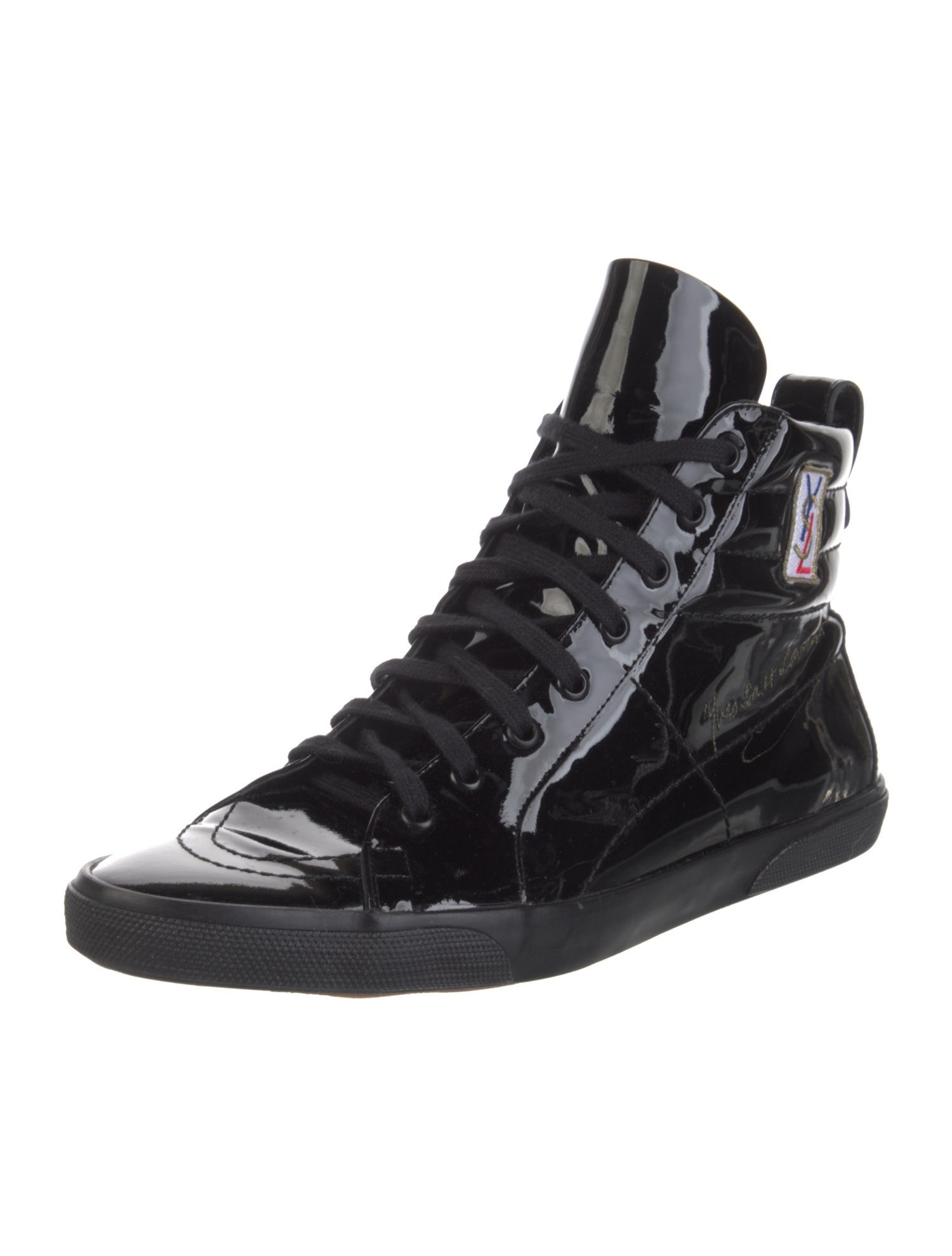 Yves Saint Laurent Patent Leather Embroidered Accent Sneakers