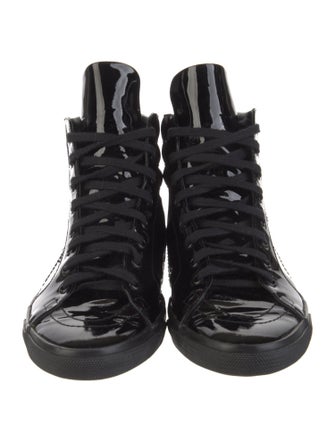 Yves Saint Laurent Patent Leather Embroidered Accent Sneakers