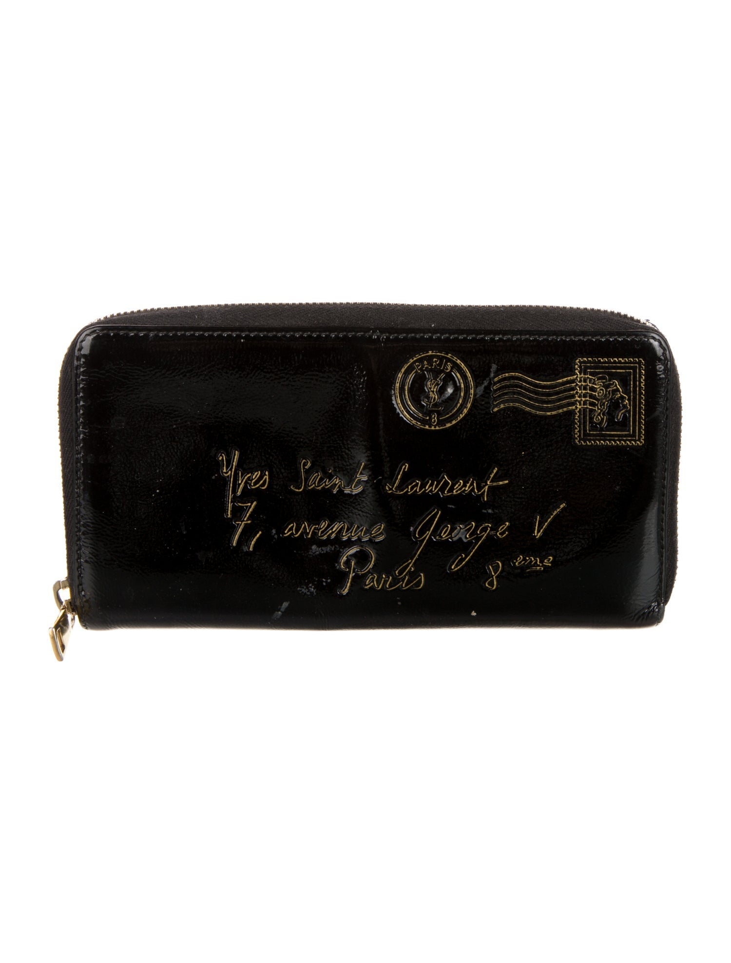 Yves Saint Laurent Y Mail Patent Leather Continental Wallet