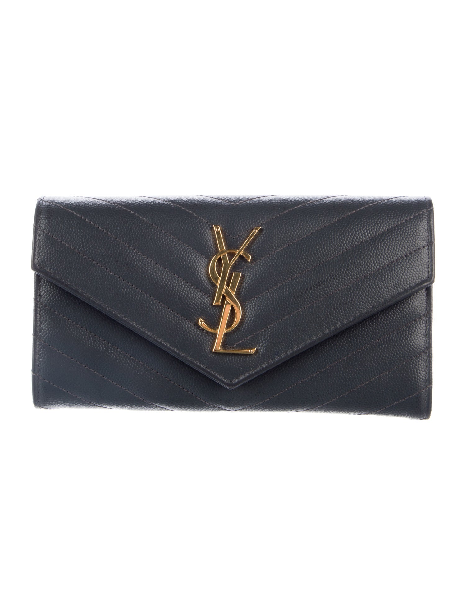 Yves Saint Laurent Monogram Chevron Envelope Leather Wallet
