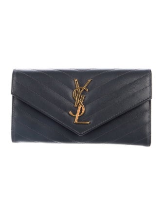 Yves Saint Laurent Monogram Chevron Envelope Leather Wallet