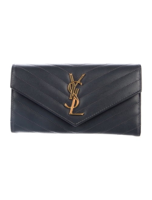 Yves Saint Laurent Monogram Chevron Envelope Leather Wallet