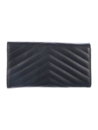 Yves Saint Laurent Monogram Chevron Envelope Leather Wallet