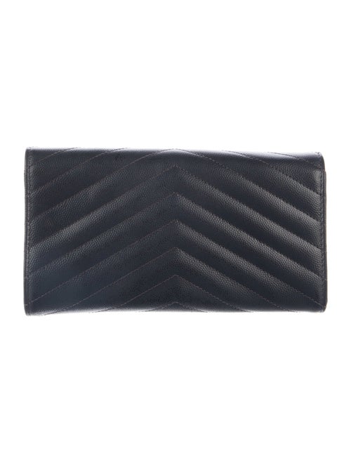 Yves Saint Laurent Monogram Chevron Envelope Leather Wallet