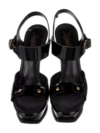 Yves Saint Laurent Patent Leather Slingback Sandals