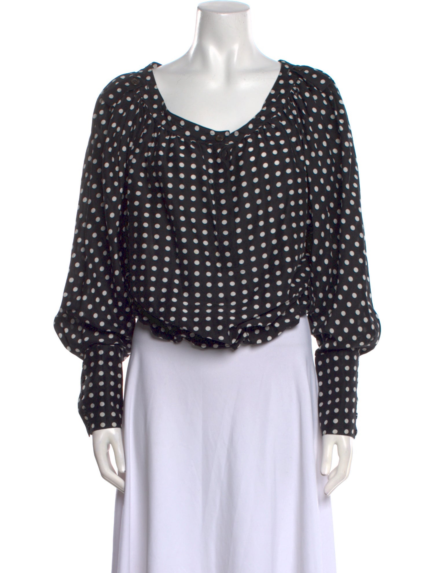 Yves Saint Laurent Rive Gauche Vintage Polka Dot Print Crop Top