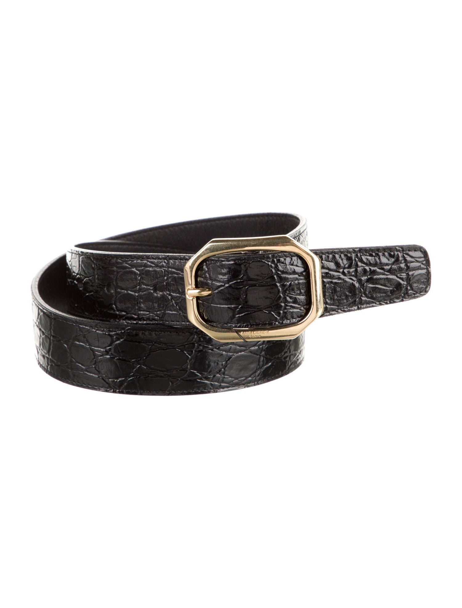 Saint Laurent Embossed Leather Belt w/ Tags