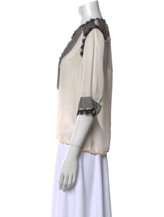 Yves Saint Laurent Printed V-Neck Blouse