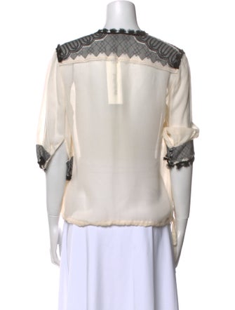 Yves Saint Laurent Printed V-Neck Blouse