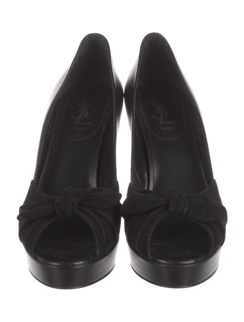 Yves Saint Laurent Rive Gauche Leather Bow Accents Slingback Sandals