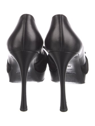 Yves Saint Laurent Rive Gauche Leather Bow Accents Slingback Sandals