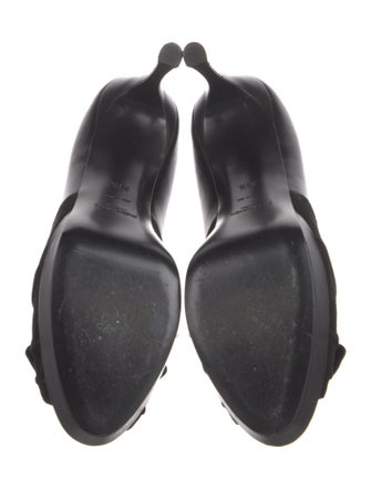 Yves Saint Laurent Rive Gauche Leather Bow Accents Slingback Sandals