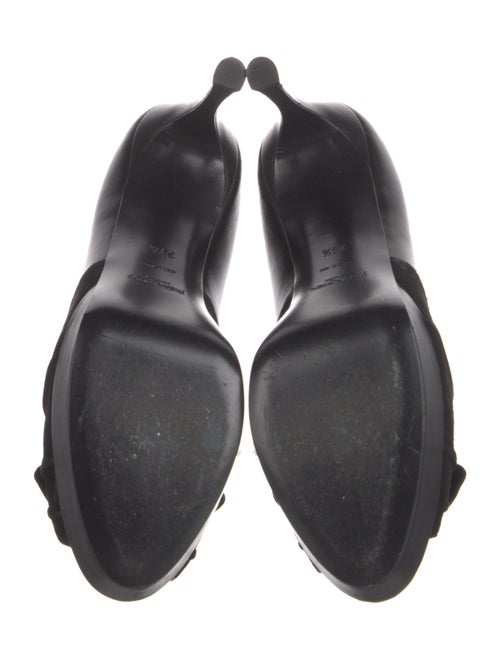 Yves Saint Laurent Rive Gauche Leather Bow Accents Slingback Sandals