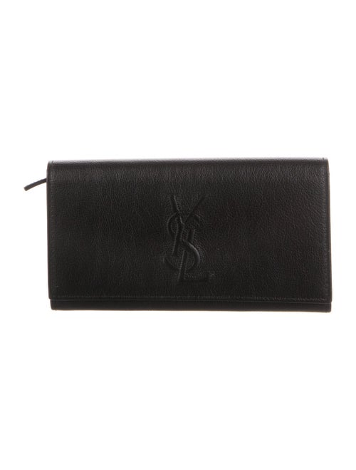 Yves Saint Laurent Signature Logo Leather Compact Wallet