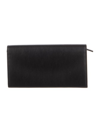Yves Saint Laurent Signature Logo Leather Compact Wallet
