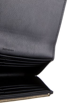Yves Saint Laurent Signature Logo Leather Compact Wallet