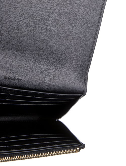 Yves Saint Laurent Signature Logo Leather Compact Wallet
