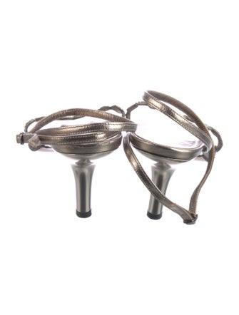 Yves Saint Laurent Leather Chain-Link Accents Sandals