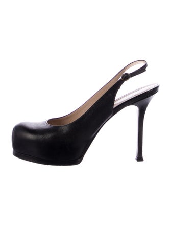 Yves Saint Laurent Tribtoo Leather Slingback Pumps