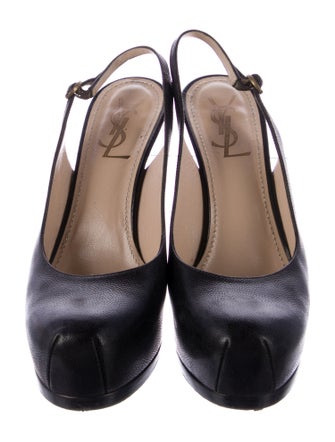 Yves Saint Laurent Tribtoo Leather Slingback Pumps