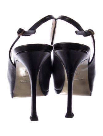Yves Saint Laurent Tribtoo Leather Slingback Pumps