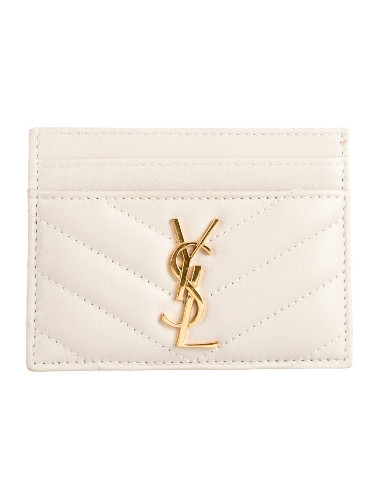 Yves Saint Laurent Matelassé Monogram Card Holder Leather Card Holder