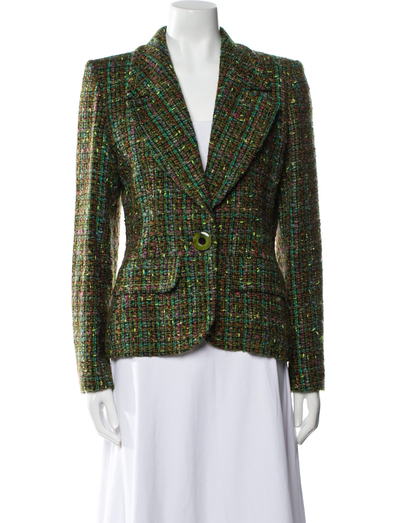 Yves Saint Laurent Vintage Plaid Print Blazer
