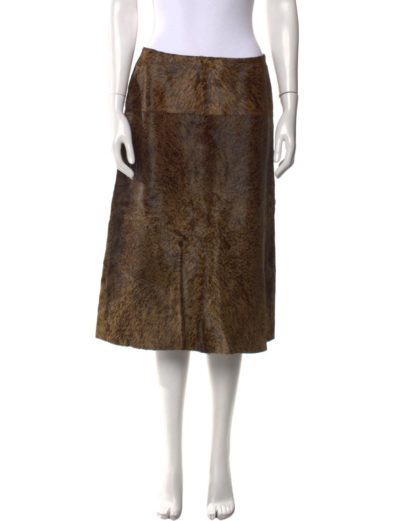 Yves Saint Laurent Calf Leather Knee-Length Skirt