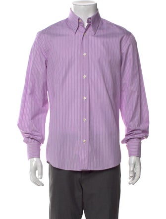 Yves Saint Laurent Striped Long Sleeve Dress Shirt