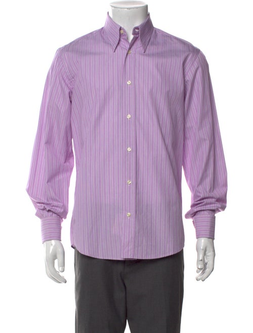 Yves Saint Laurent Striped Long Sleeve Dress Shirt