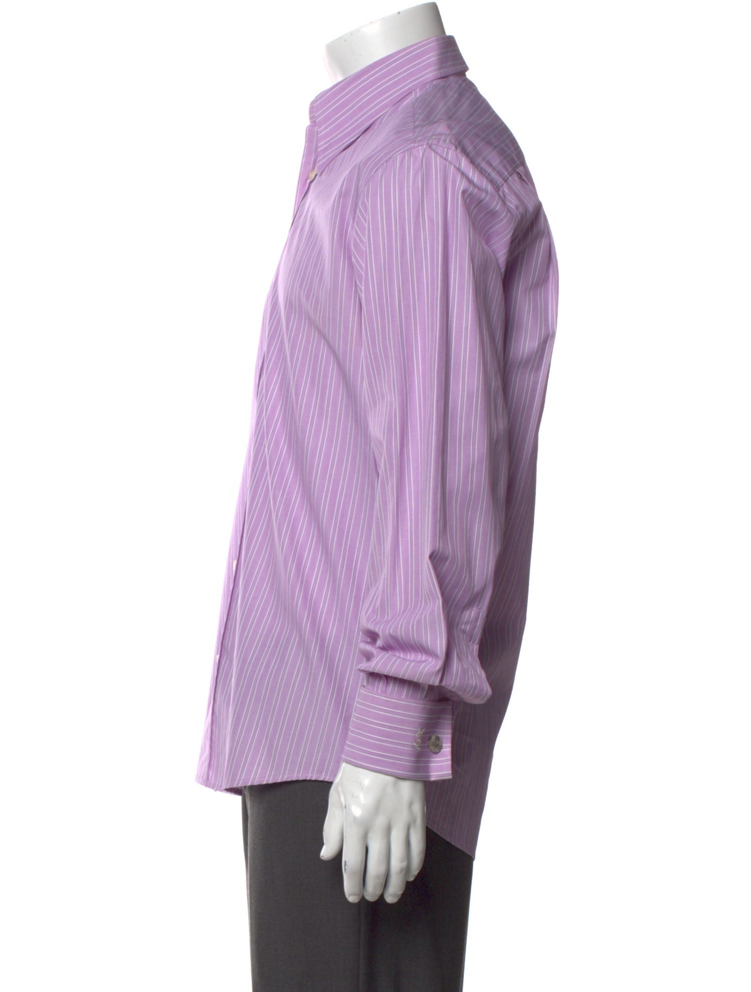 Yves Saint Laurent Striped Long Sleeve Dress Shirt