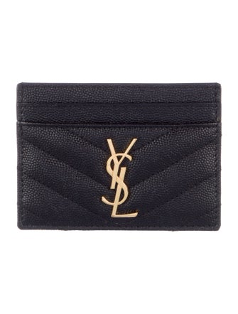 Yves Saint Laurent Monogram Card Case Leather Card Holder