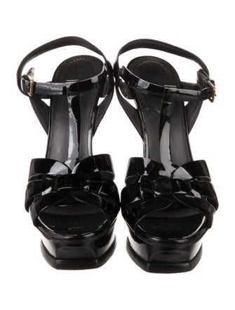 Yves Saint Laurent Patent Leather T-Strap Sandals