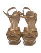 Yves Saint Laurent Patent Leather Cutout Accent T-Strap Sandals