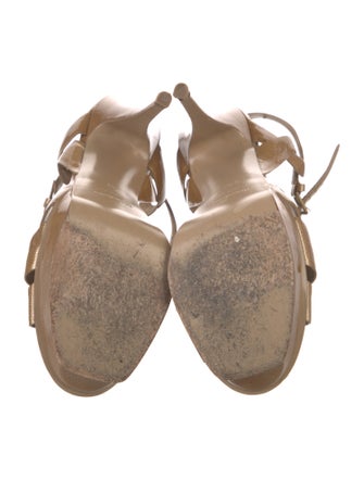 Yves Saint Laurent Patent Leather Cutout Accent T-Strap Sandals