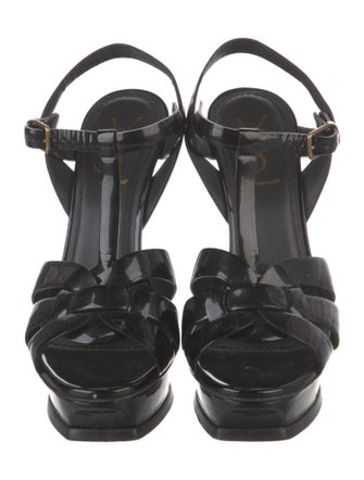 Yves Saint Laurent Patent Leather T-Strap Sandals