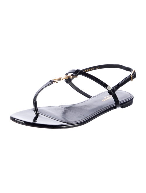 Saint Laurent Patent Leather T-Strap Sandals