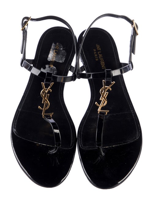 Saint Laurent Patent Leather T-Strap Sandals
