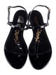 Saint Laurent Patent Leather T-Strap Sandals