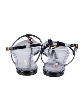 Saint Laurent Patent Leather T-Strap Sandals