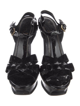 Yves Saint Laurent Patent Leather T-Strap Sandals
