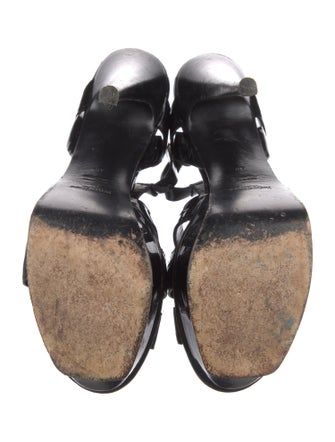 Yves Saint Laurent Patent Leather T-Strap Sandals