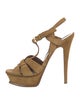 Yves Saint Laurent Suede Cutout Accent T-Strap Pumps