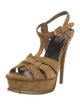 Yves Saint Laurent Suede Cutout Accent T-Strap Pumps