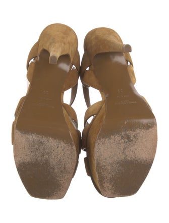 Yves Saint Laurent Suede Cutout Accent T-Strap Pumps